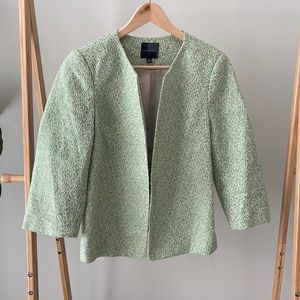 Green tweed lined 3/4 sleeve blazer